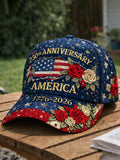 Unisex 250th Anniversary America 1776-2026 Print Casual Hat