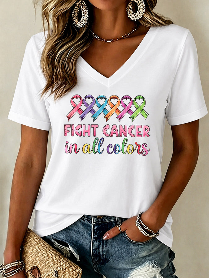 Women'S Cancer Awareness Print Short-Sleeve T-Shirt
