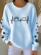 Women's Paw Print Casual Knitted Sweatshirt