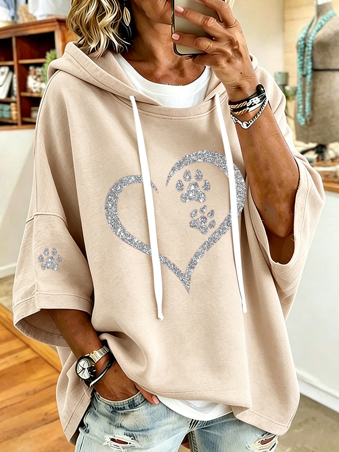 Women'S Vintage Paw Print Hoodie