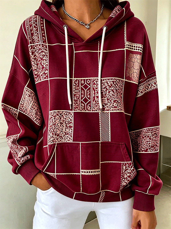 Women's Vintage Hoodie Geometric Hoodie