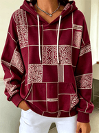 Women's Vintage Hoodie Geometric Hoodie