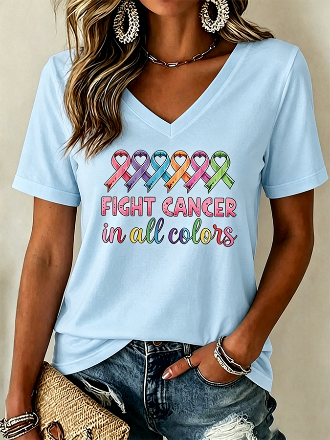 Women'S Cancer Awareness Print Short-Sleeve T-Shirt