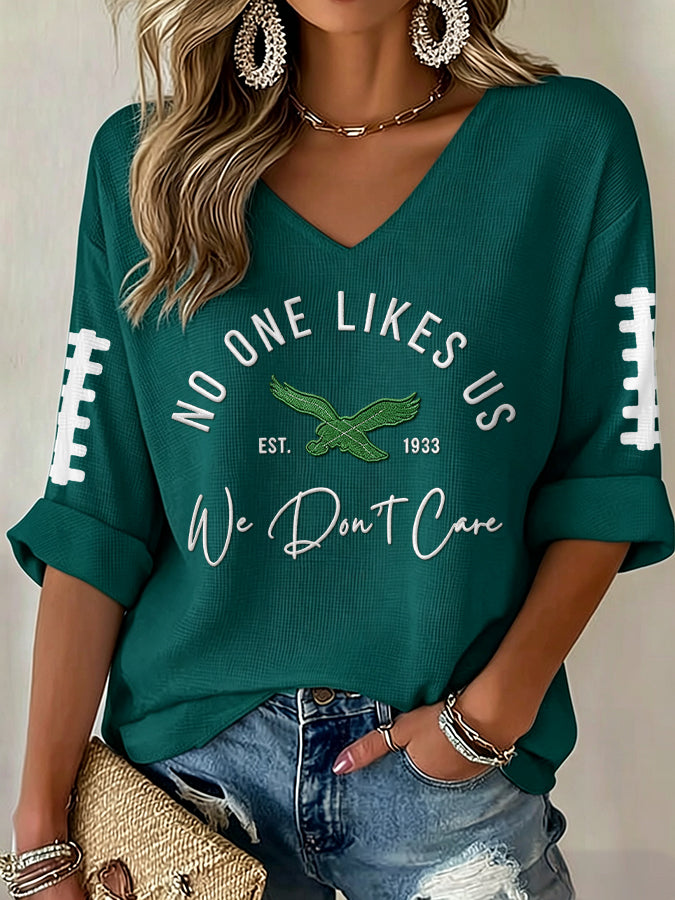 Women'S Football  Print Waffle  Top