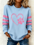 Ladies' Love Sequin Printed Round Neck Sports Shirt
