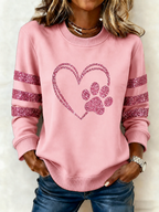 Ladies' Love Sequin Printed Round Neck Sports Shirt