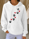 Women'S Dog Paw Heart Printed Hoodie