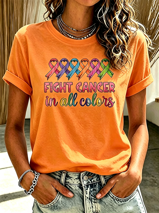 Women'S Casual All Cancer Fight T-Shirt