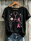 Women'S Breast Cancer Awareness Main Pattern Printed Casual Short-Sleeve T-Shirt
