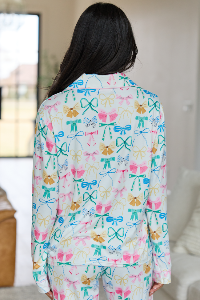Cozy Crush Long Sleeve Pajama Top - Take A Bow Multi Pastel FINAL SALE