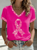 Women'S Breast Cancer Awareness Printed Casual T-Shirt