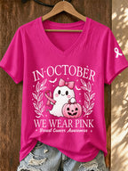 Women'S In October We Wear Pink Print T-Shirt