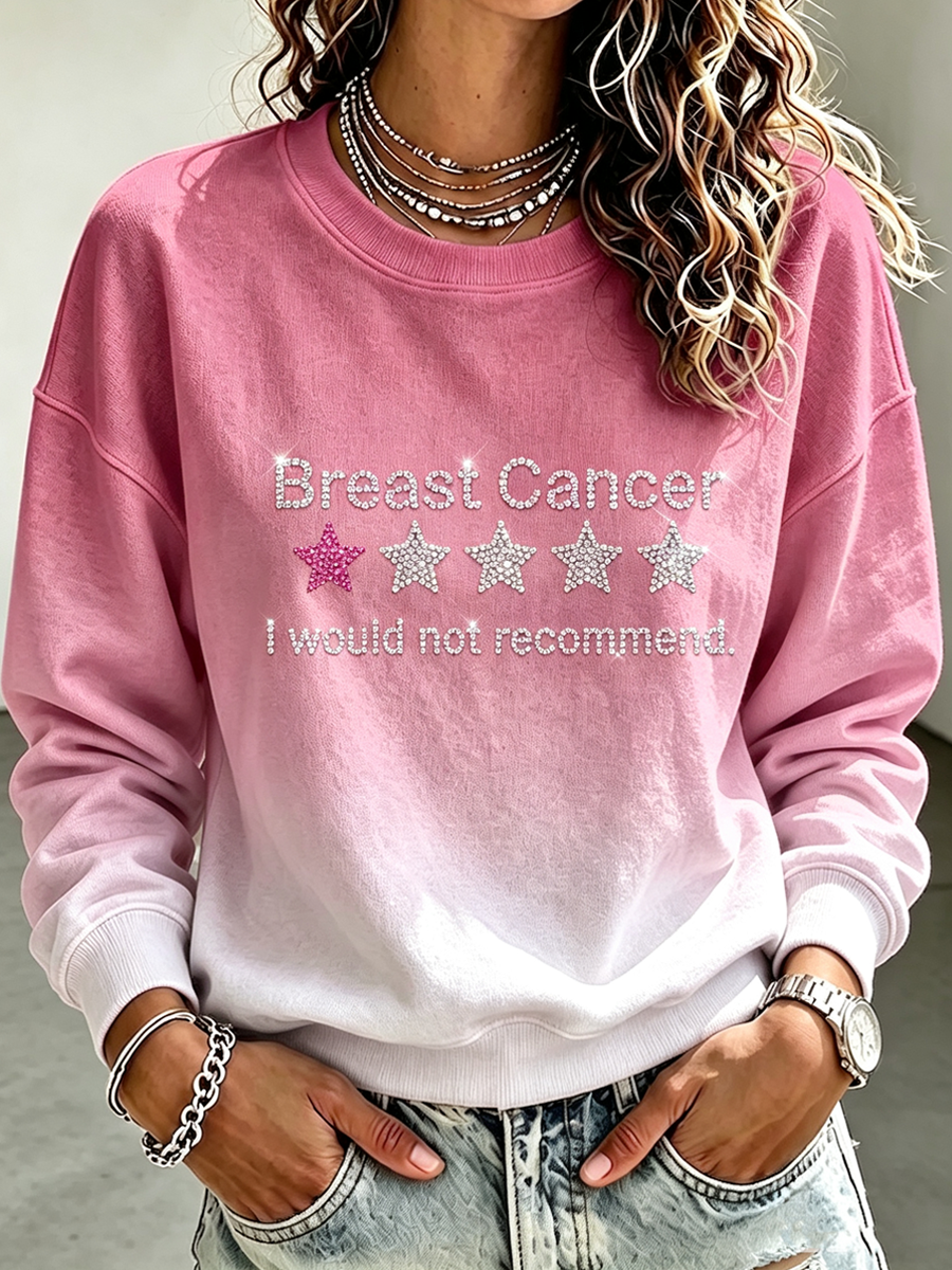 Women'S Casual Cancer Promotion Month Printed Round Neck Top