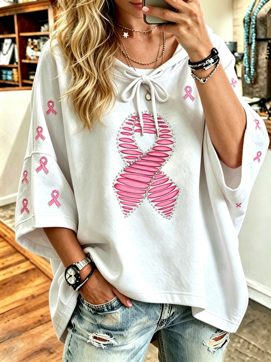 Women's Breast Cancer Awareness Ribbon Pattern Hoodie