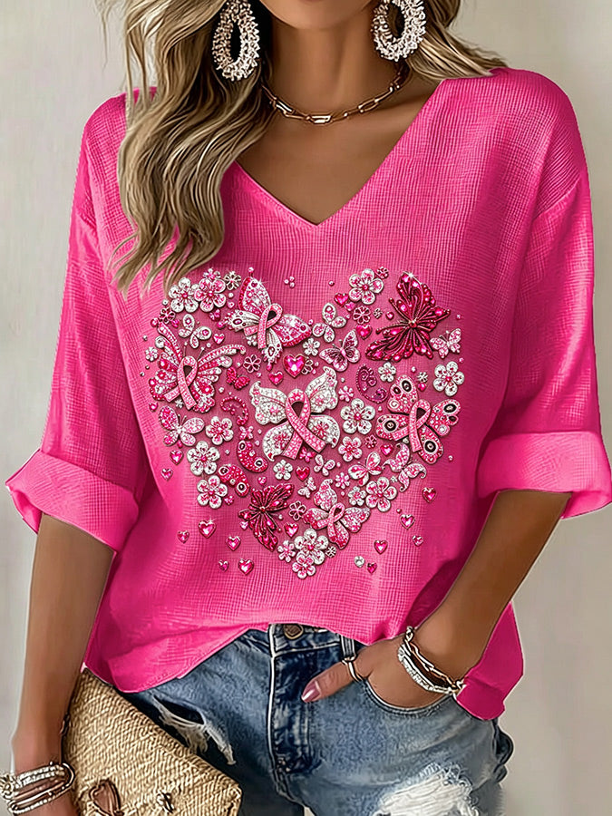 Women'S Love Butterfly Printed Top