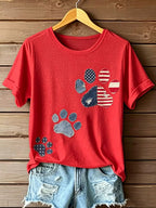 Women'S Paw Print Casual T-Shirt