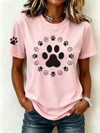 Women's Paw Print Casual T-shirt