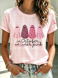 Women'S Retro In October We Wear Pink Printed T-Shirt