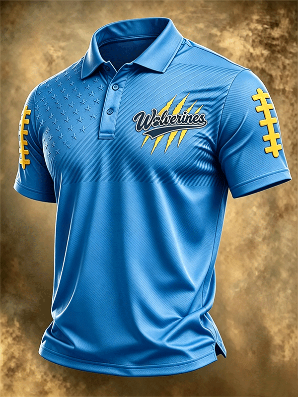 Men's Football Sports Casual Polo Shirt