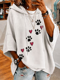 Women's Dog Heart Printed Casual Hoodie
