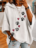 Women's Dog Heart Printed Casual Hoodie