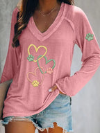 Women's Heart Paw Print Long Sleeve T-shirt