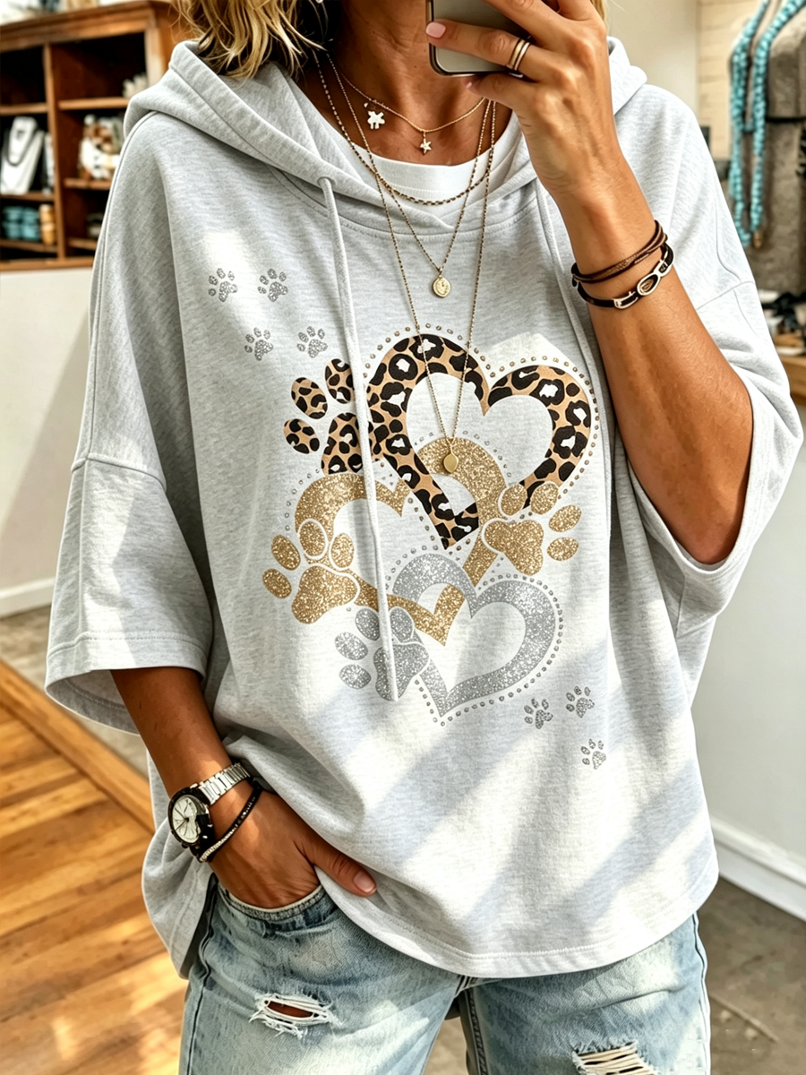 Women's Casual Cute Cat Ar Printed Hoodie