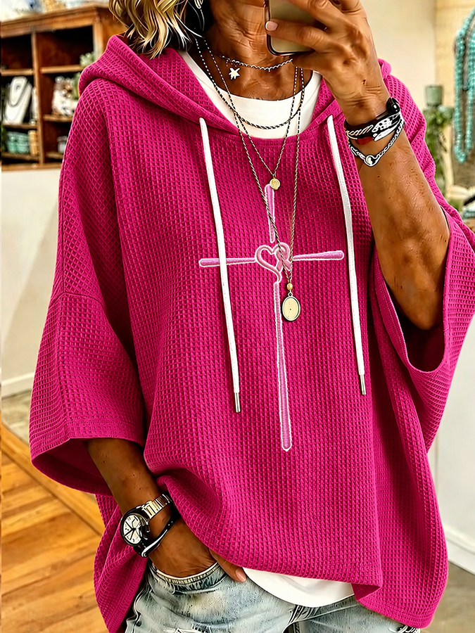 Women'S Faith Print Checkered Hooded Sweatshirt