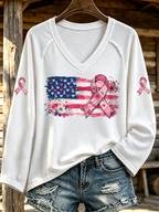 Women'S Breast Cancer Awareness Printed Long Sleeve T-Shirt
