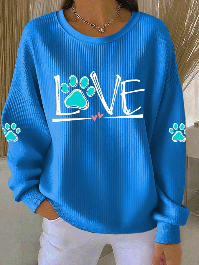 Women's Dog Paw Print Casual Sweatshirt
