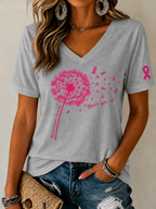 Women'S Breast Cancer Prevention And Control Propaganda Printed Short Sleeved T-Shirt