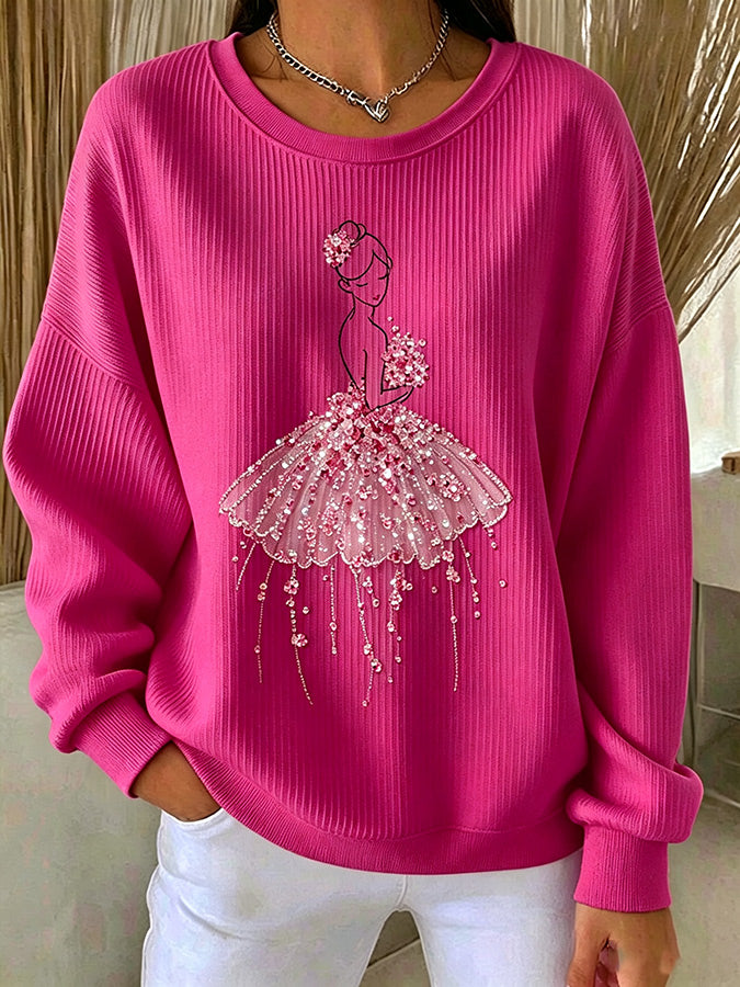 Women'S Pink Art Casual Texture Sportswear