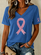 Women'S Breast Cancer Prevention And Control Propaganda Printed Short Sleeved T-Shirt