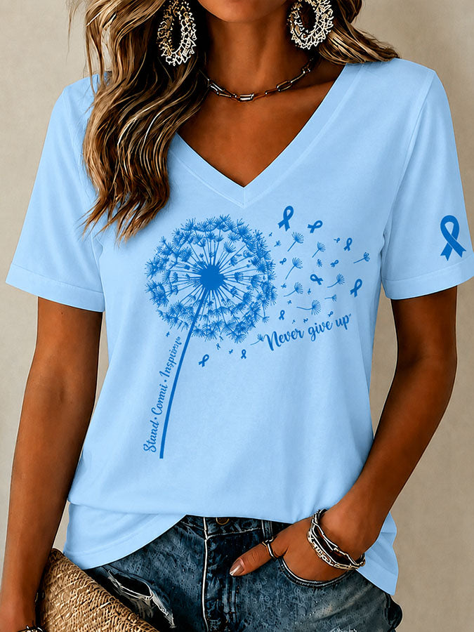 Women'S Breast Cancer Prevention And Control Propaganda Printed Short Sleeved T-Shirt