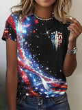 Women'S Independence Day 250Th Anniversary Printed Round Neck Short Sleeve T-Shirt