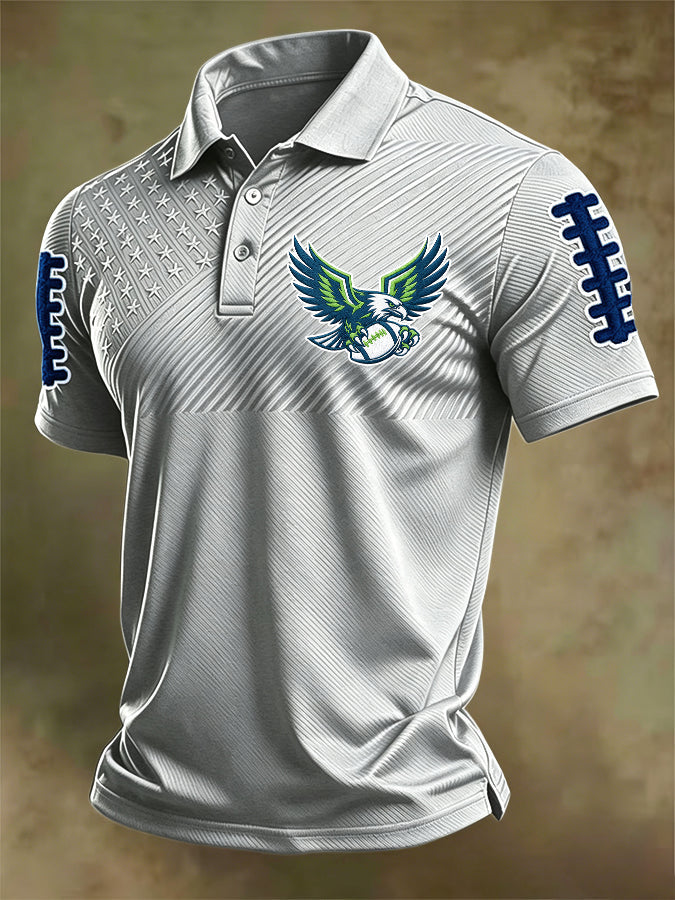 Men'S Football Print Polo T-Shirt