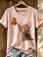 Women'S Cat Paw Printed T-Shirt