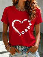 Women's Paw Heart Print T-shirt