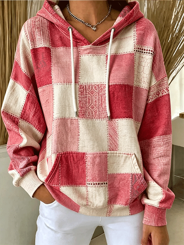 Women's Vintage Hoodie Geometric Hoodie