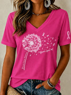 Women'S Breast Cancer Prevention And Control Propaganda Printed Short Sleeved T-Shirt