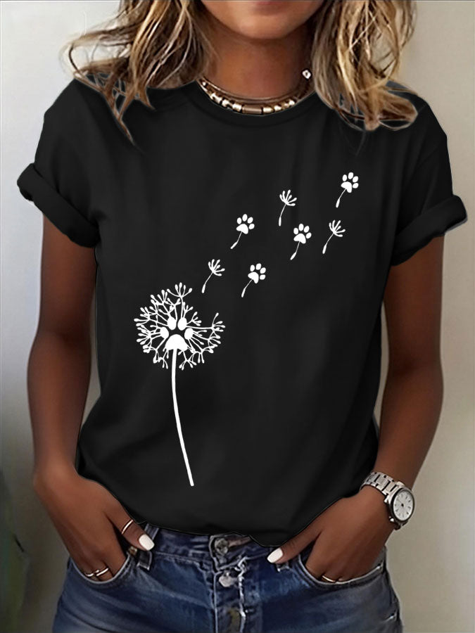 Women'S Paw Print Casual T-Shirt