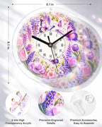 DIY Acrylic Puzzle Clock Kit - Purple Wisteria Butterflies