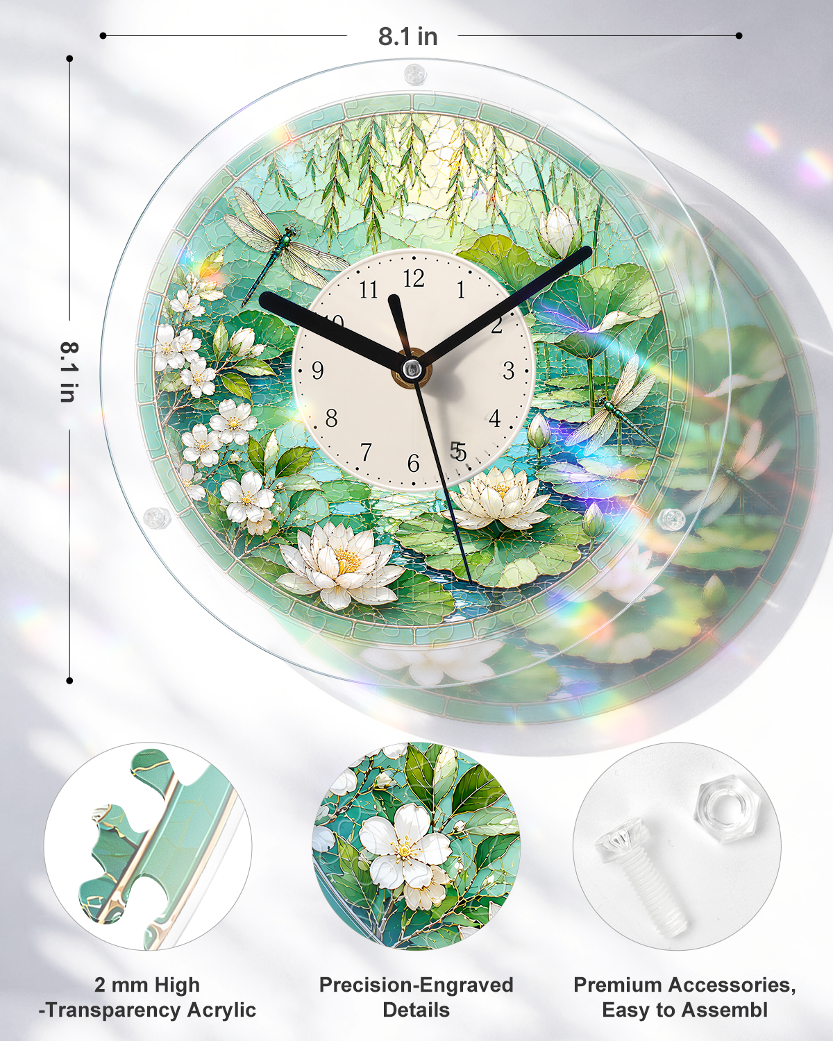 DIY Acrylic Puzzle Clock Kit - Summer Lotus Pond