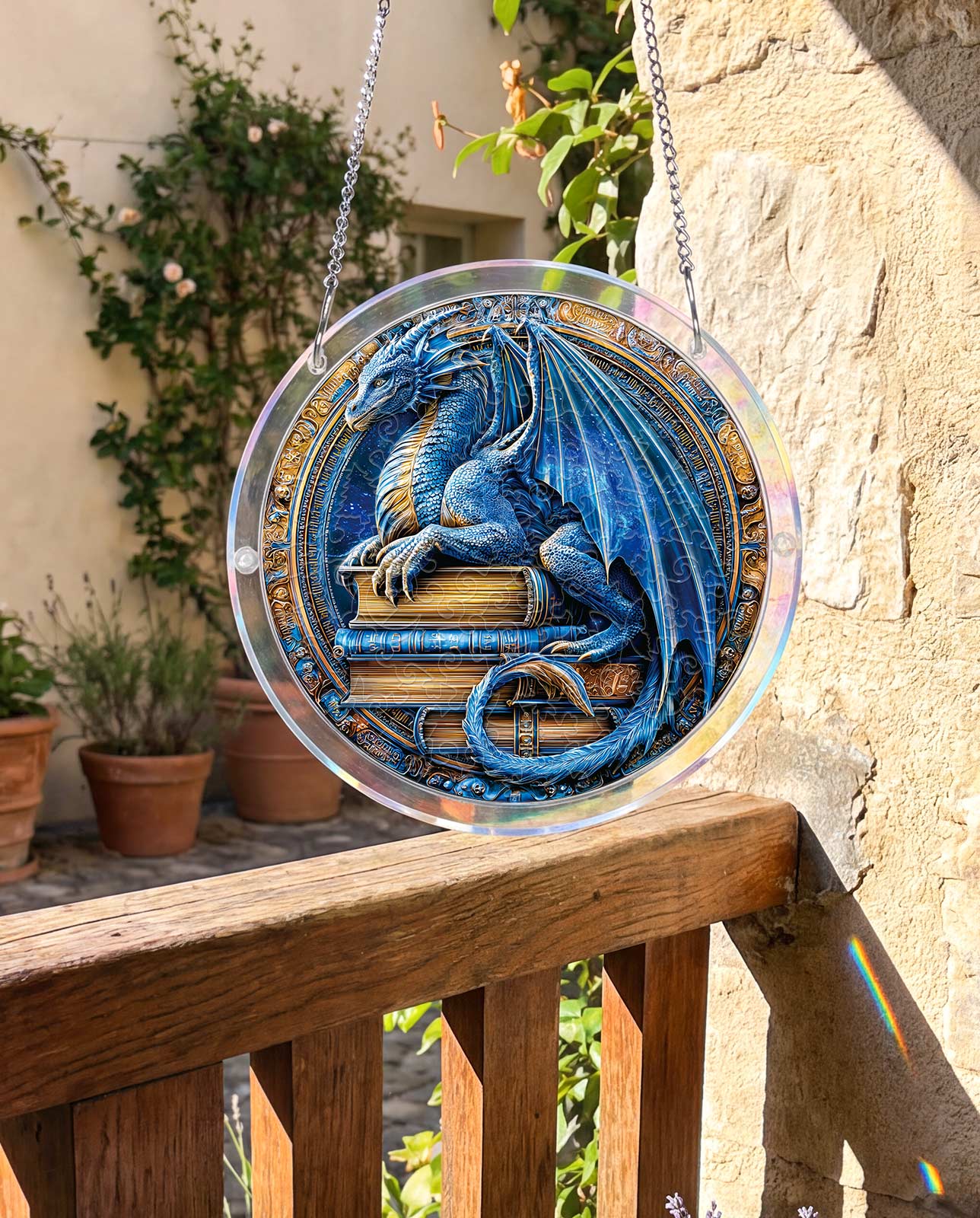 Acrylic Jigsaw Puzzle Suncatcher - Dragon Realm Library