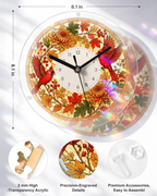 DIY Acrylic Puzzle Clock Kit - Autumn Cardinals Foliage