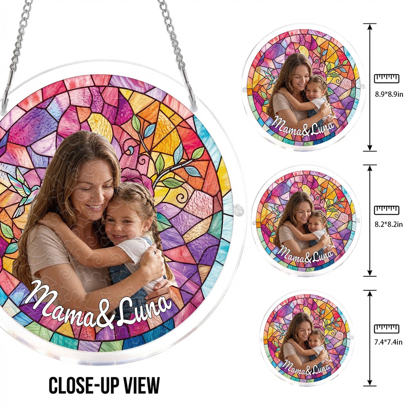 Personalized Acrylic Suncatcher - Rosy Ties of Love
