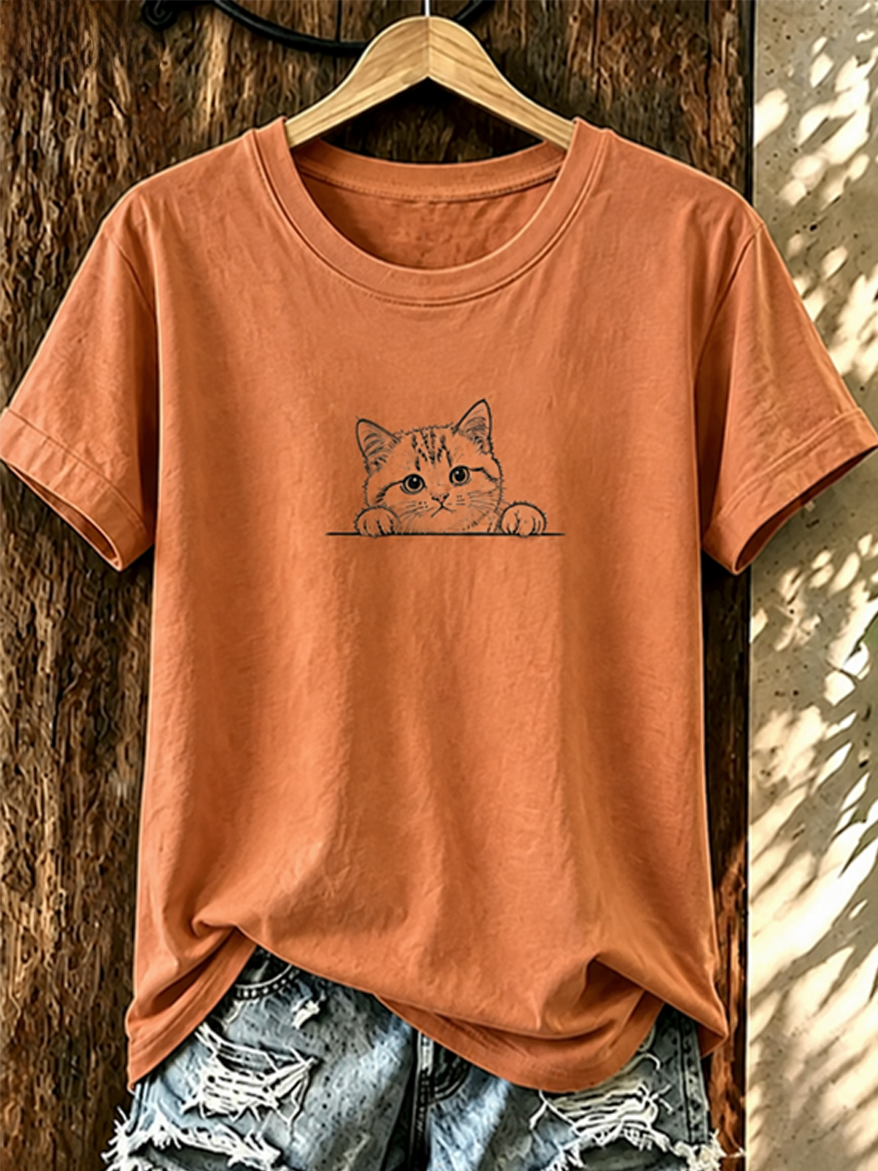 Ladies' Casual Animal Print Round Neck T-Shirt
