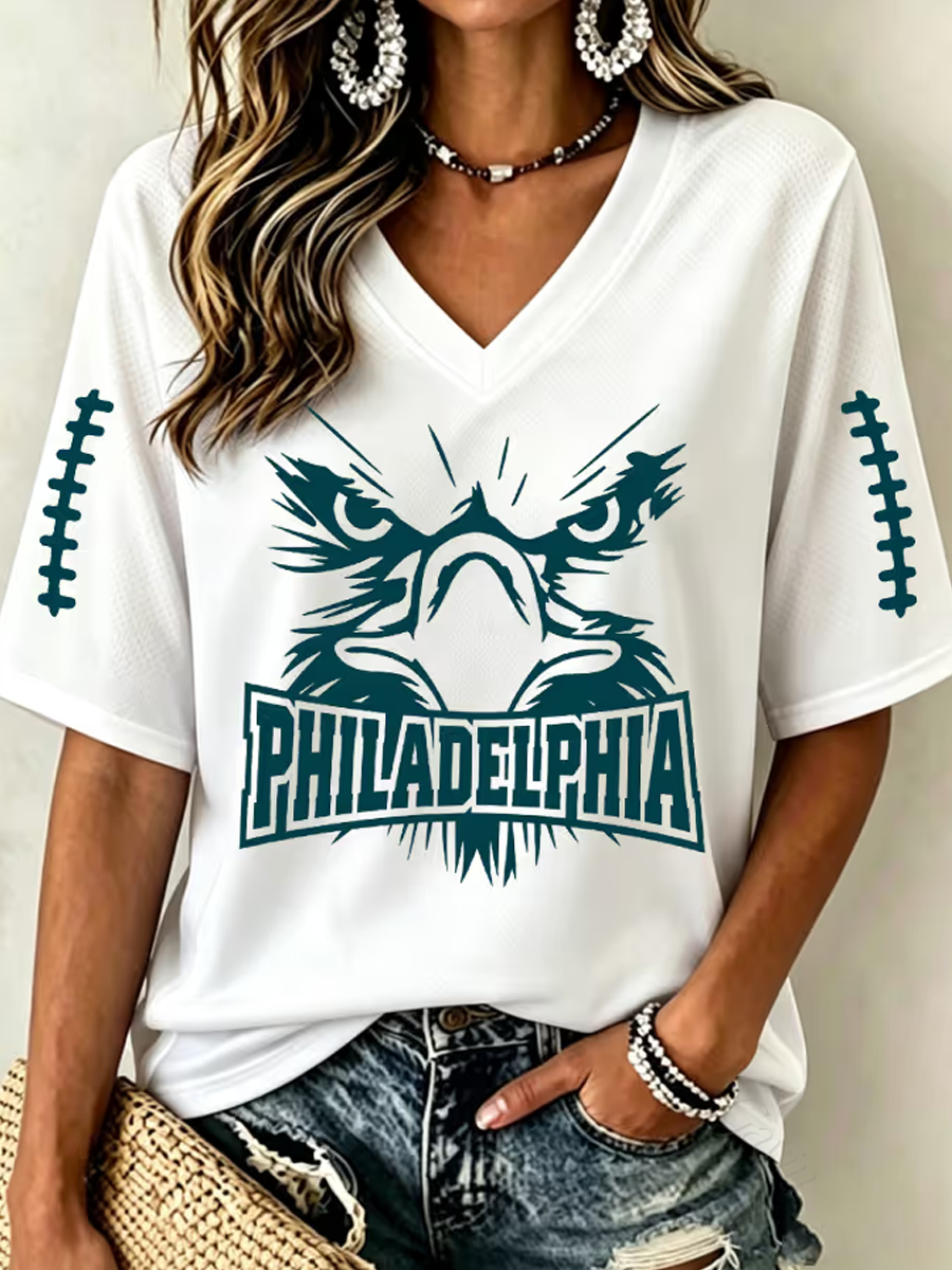 Women'S Rugby-Print T-Shirt