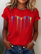 Women's Cute Paw Printed T-shirt