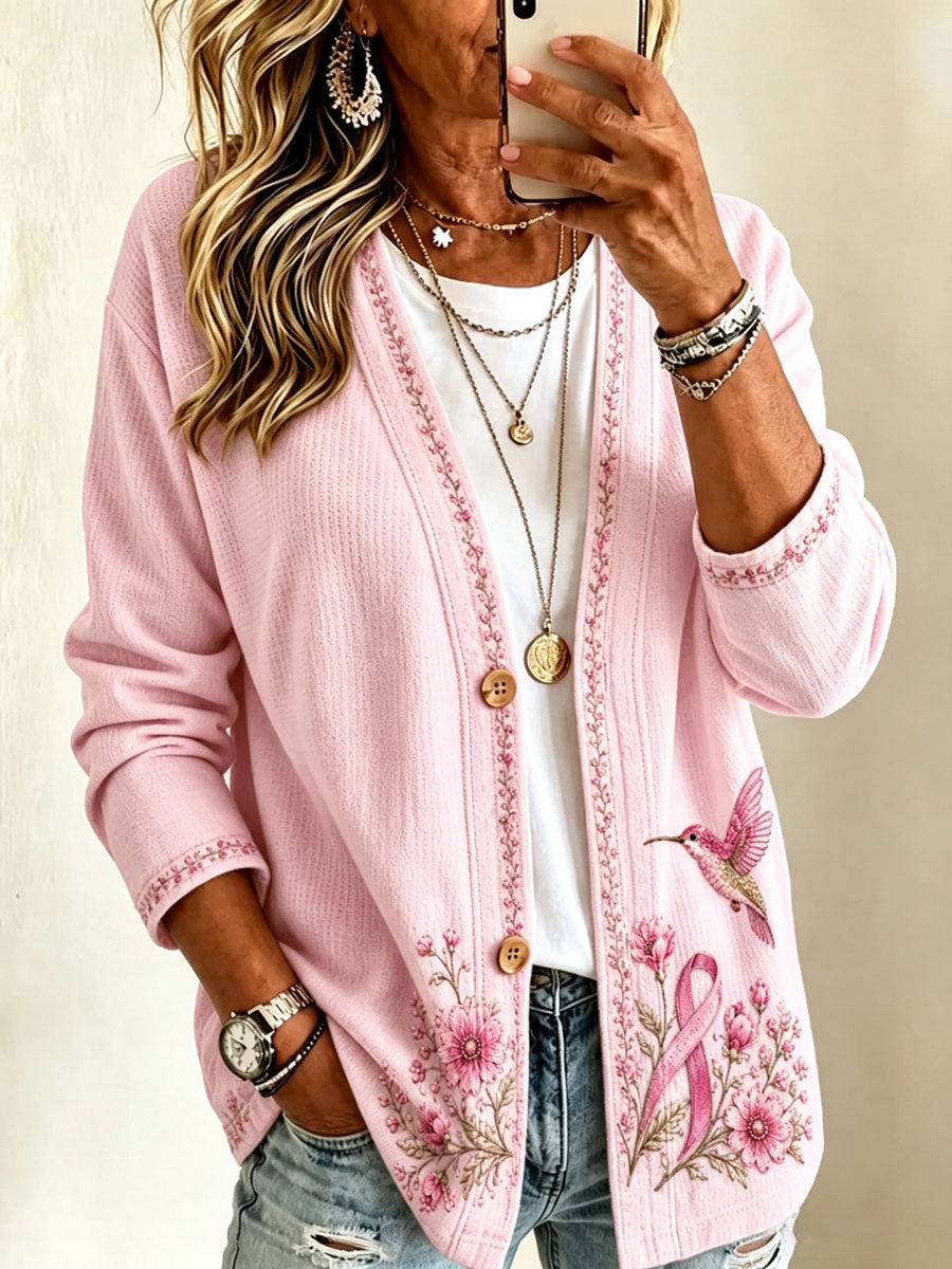 Women'S Breast Cancer Promotion Month Leisure Cardigan